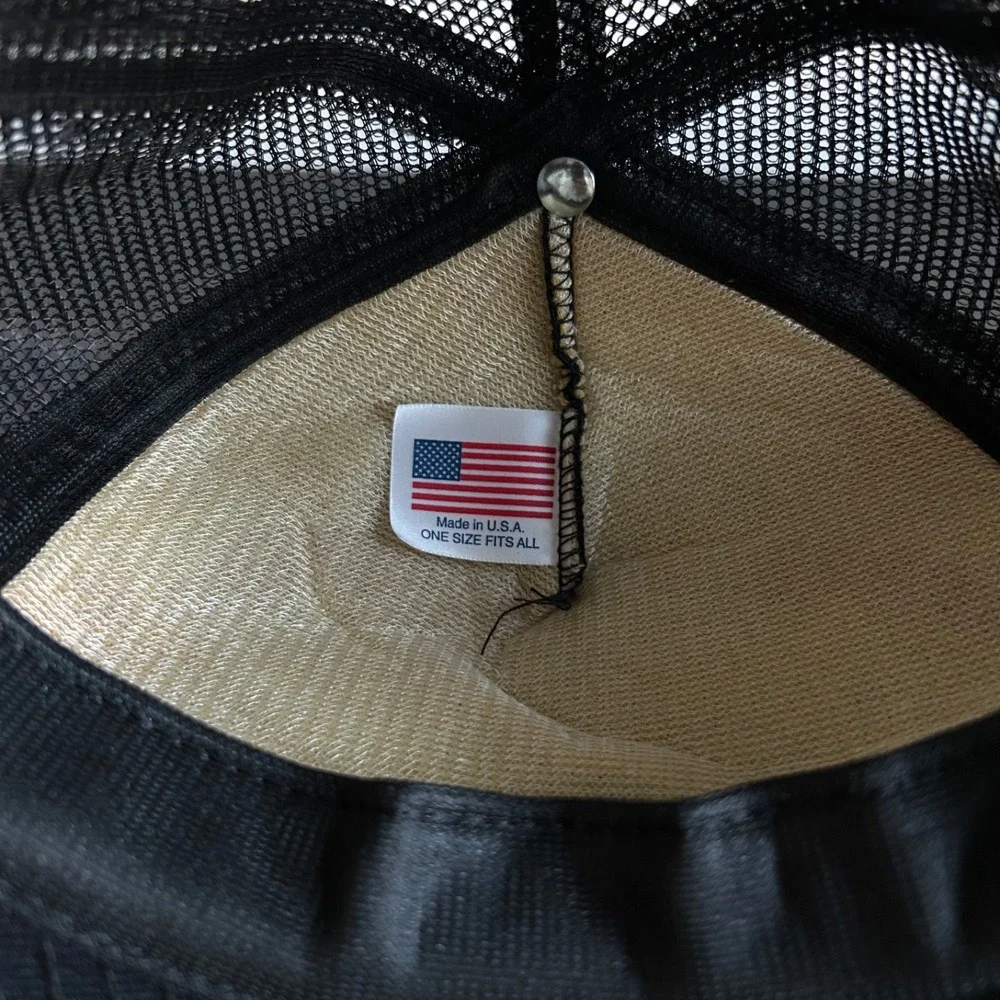 Vintage 80s WWII Veteran Trucker Hat Cap Snap Back Adjustable Black Military USA